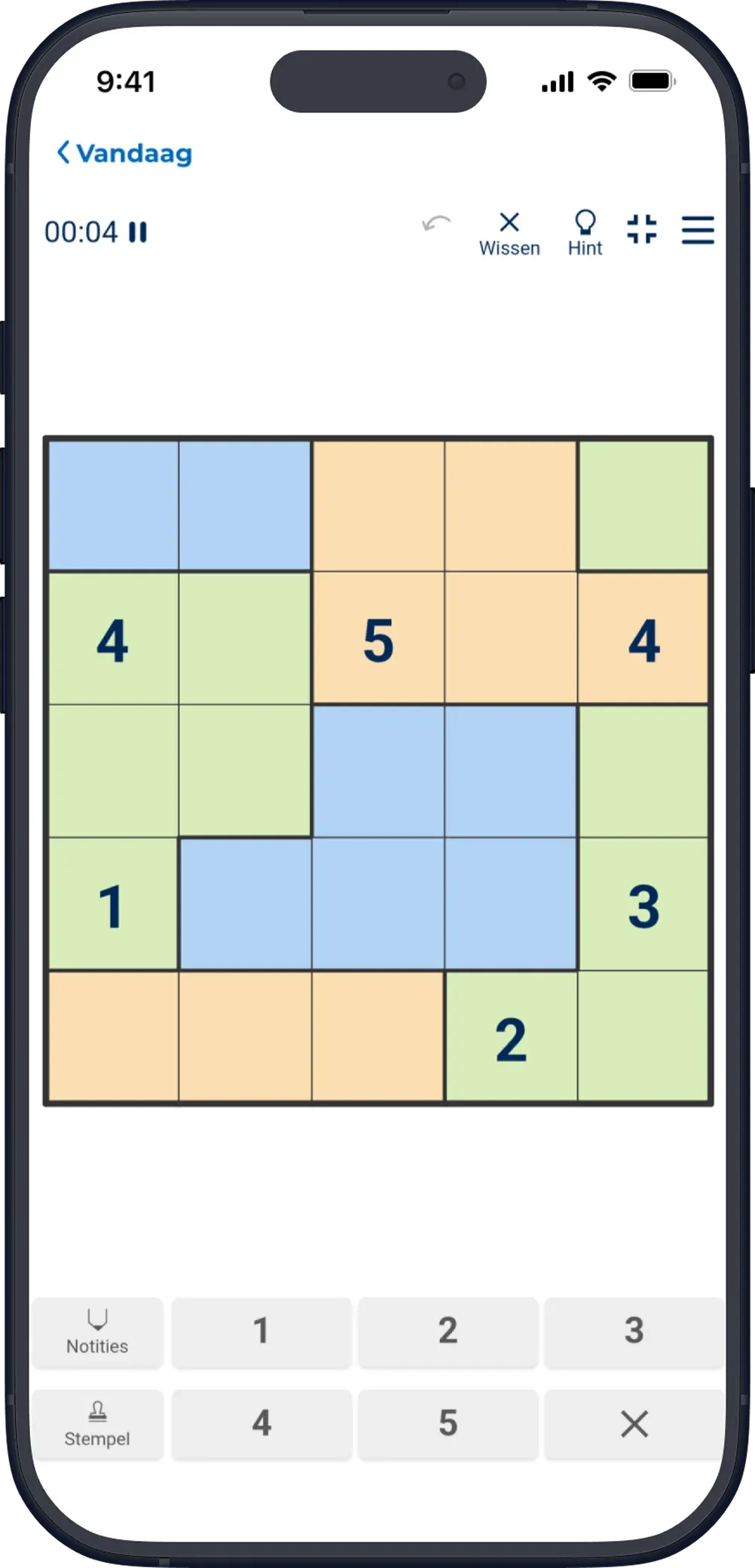 A number puzzle open in an in-app browser inside Actify, with a timer, a coloured grid and a number pad.